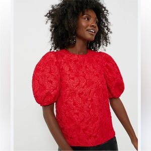 Tuckernuck Hyacinth House Jacquard Noelle Blouse in red